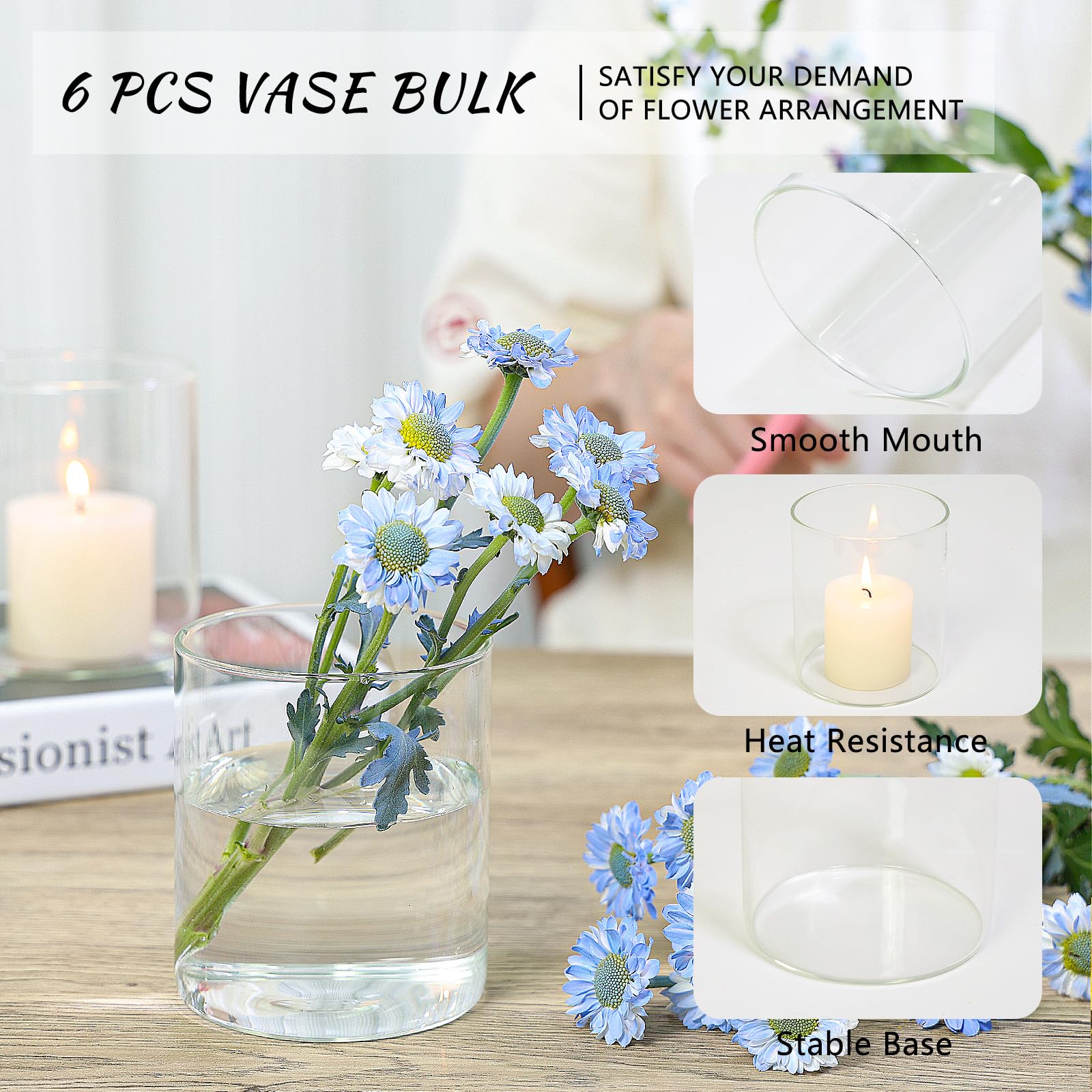 SUPMIND glass hurricane candle holder with minimalist silhouette for ambient tables.