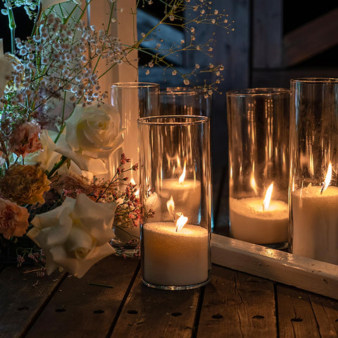 SUPMIND glass vase candle holder adds refined glow to spaces.