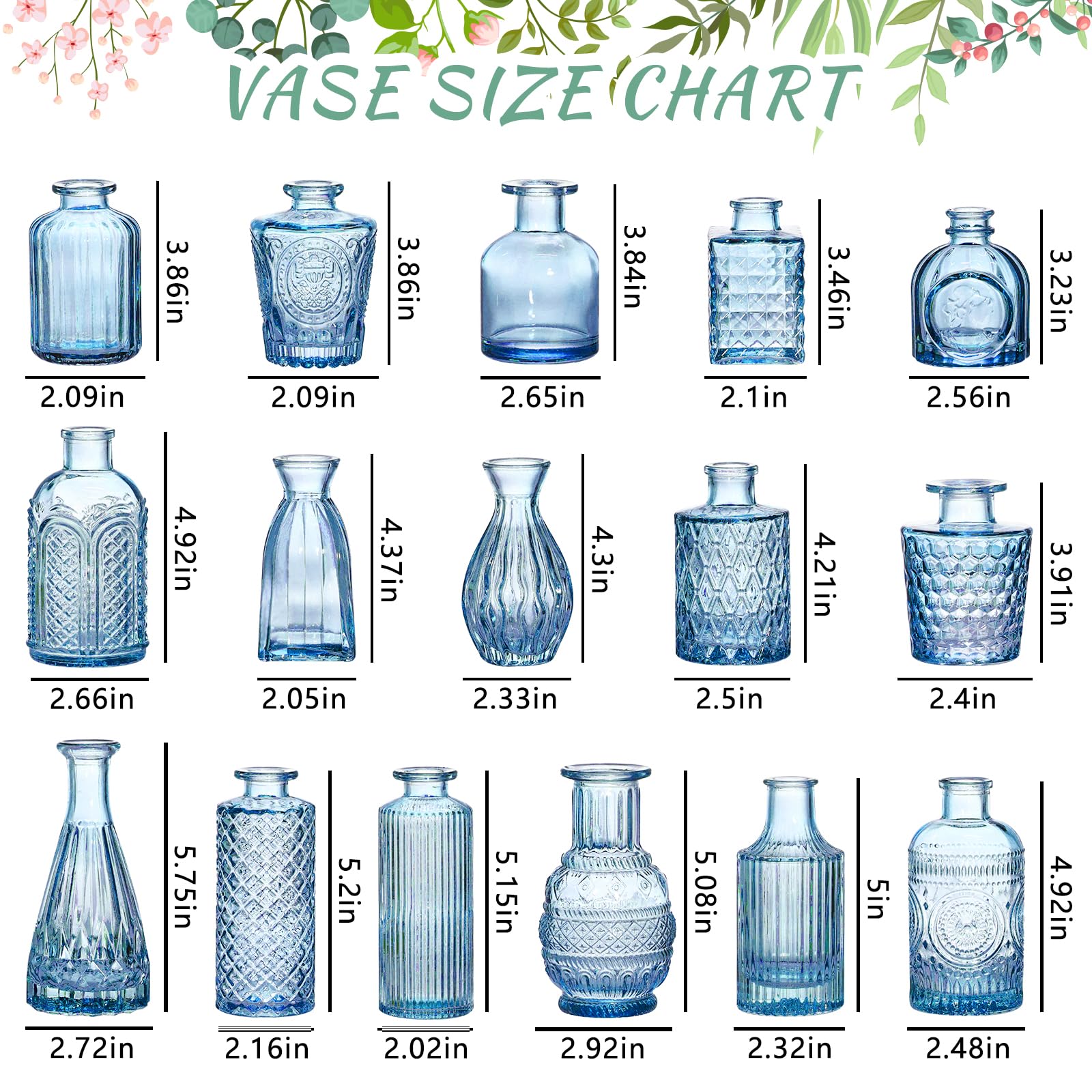 SUPMIND small blue flower vases perfect for dining table decor