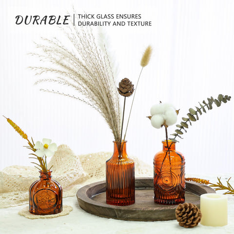 SUPMIND wedding reception amber vases suitable for small blooms or dried stems.