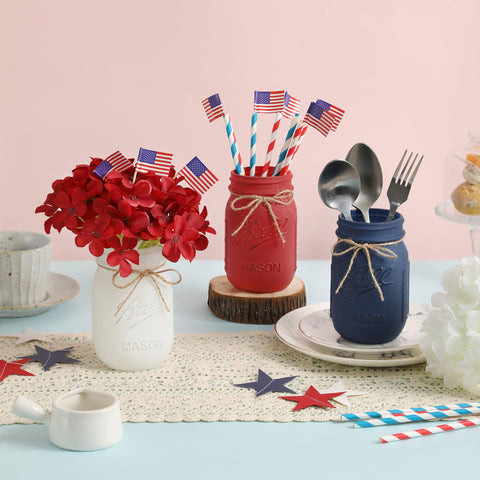 Supreme Lights patriotic mason jars ready for table decor and gifting