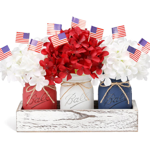 Supreme Lights patriotic mason jar with mini flags for Memorial Day display