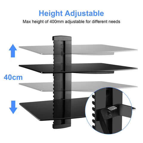 Suptek CS202 tempered-glass shelf dimensions 380 by 280 millimeters for reliable support