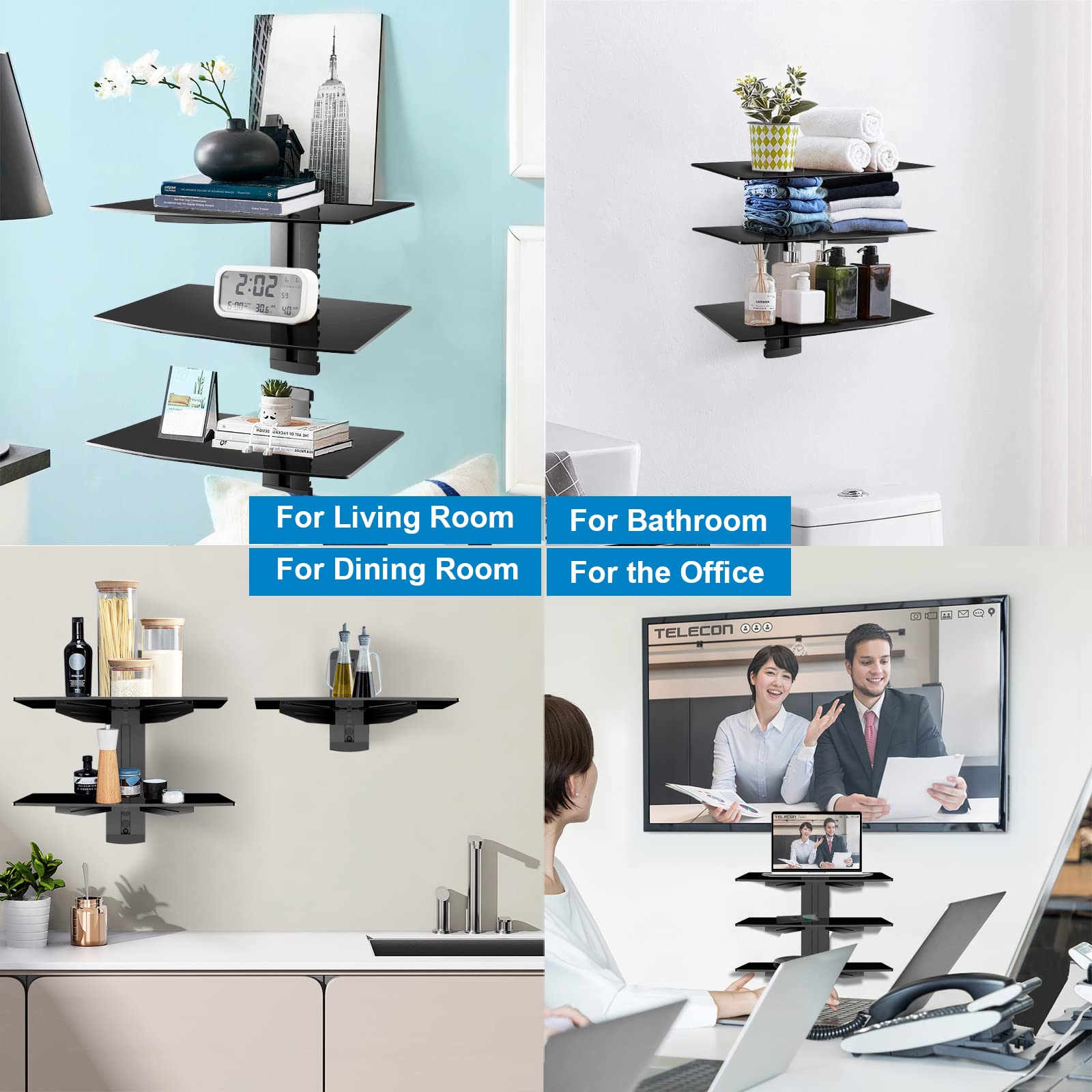 Suptek CS303 close-up of tempered glass shelf