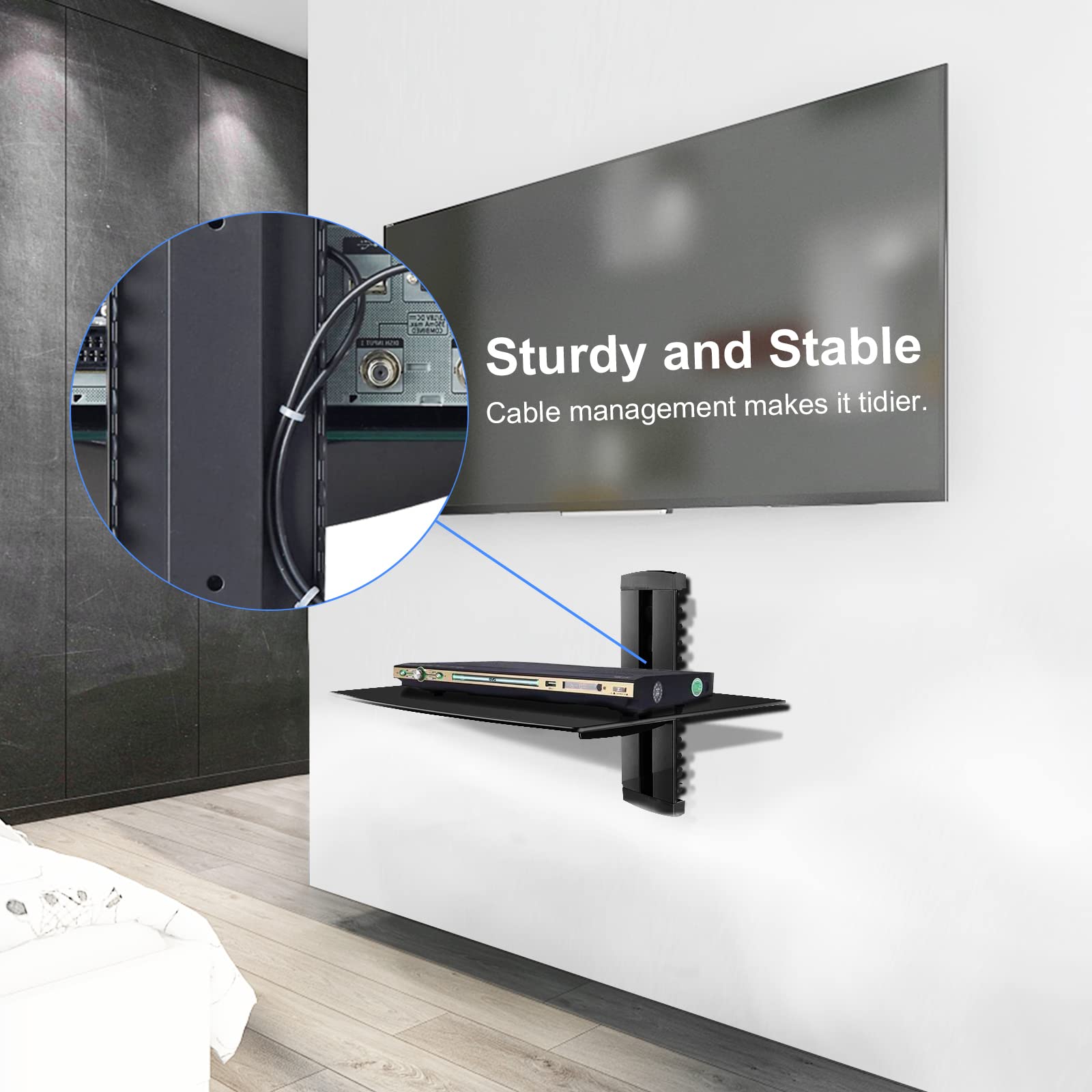 Backless design creates a clean floating look with invisible hardware.