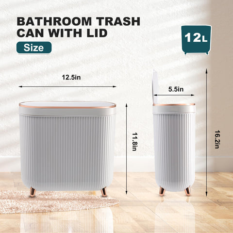 Supteron 3.2-gallon narrow trash bin fits tight spaces.