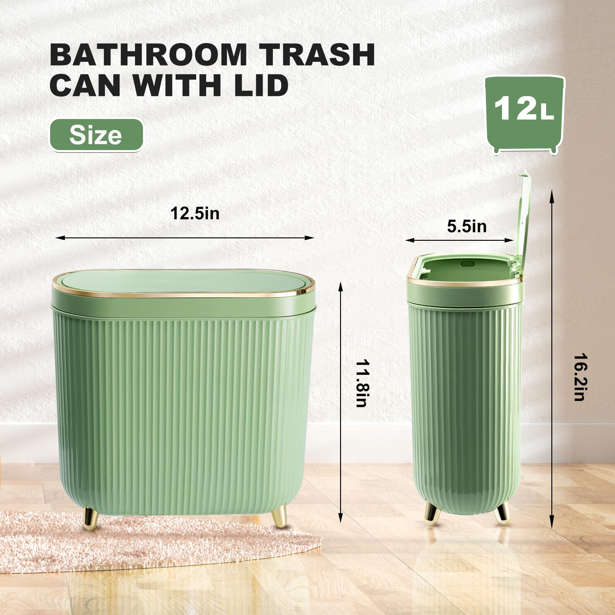 Supteron narrow trash bin with oval design fits tight corners.