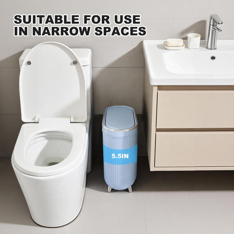 Supteron trash can with four pivot points stays stable on wet floors.