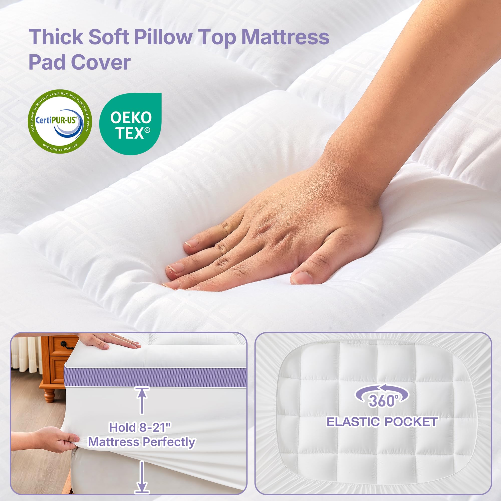 Open-cell cooling memory foam improves airflow to prevent heat buildup.