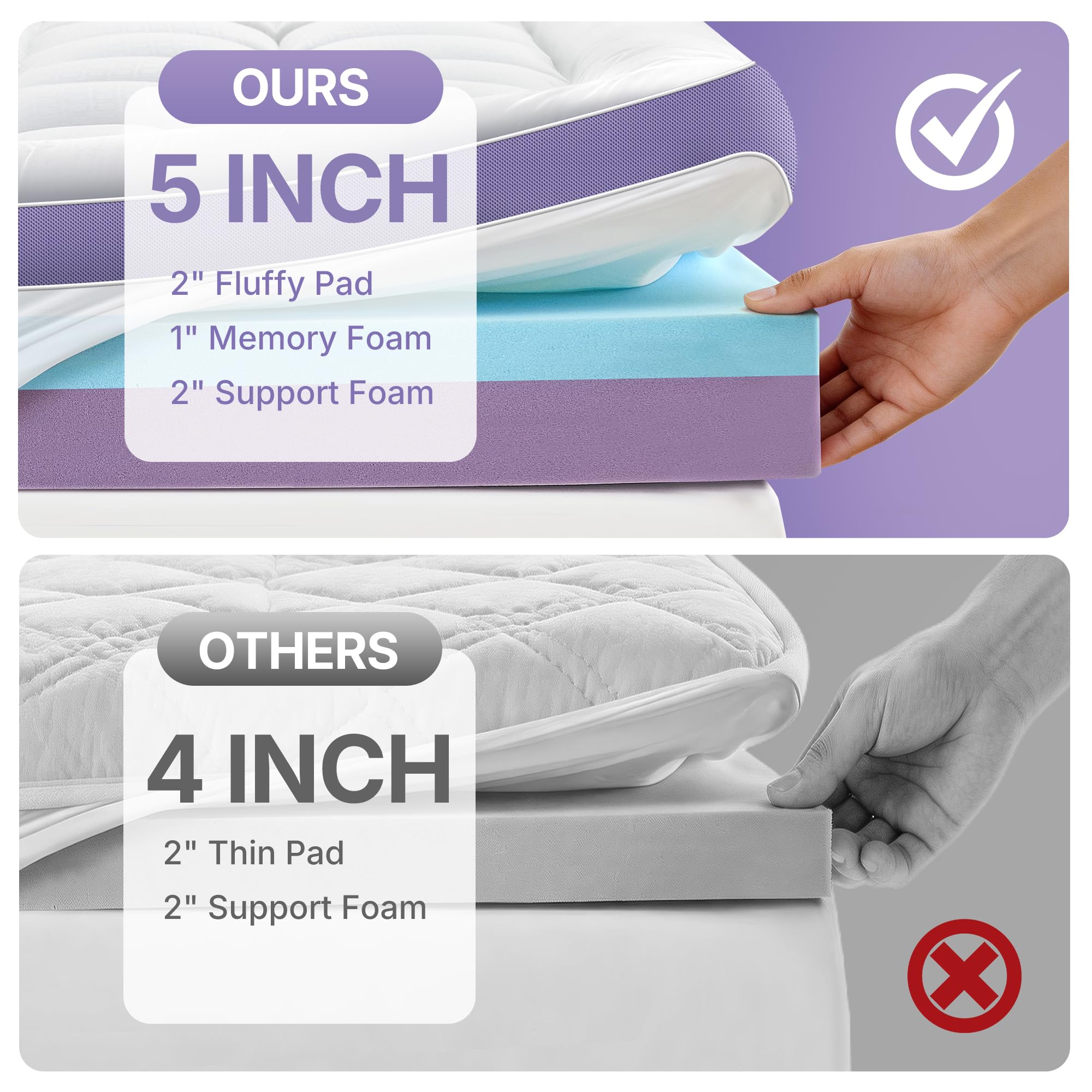 SurChic memory foam layer delivers cooling and pressure relief for restless sleepers.