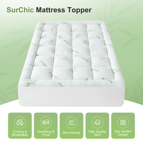 SurChic deep pocket no slip fit securely fits 8–21 inch mattresses
