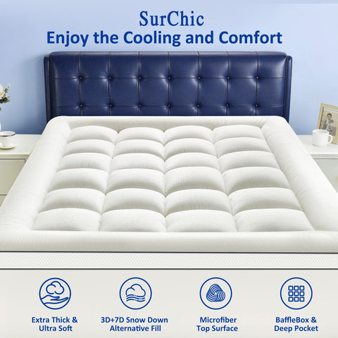 SurChic topper presented as a gift-ready sleep upgrade.