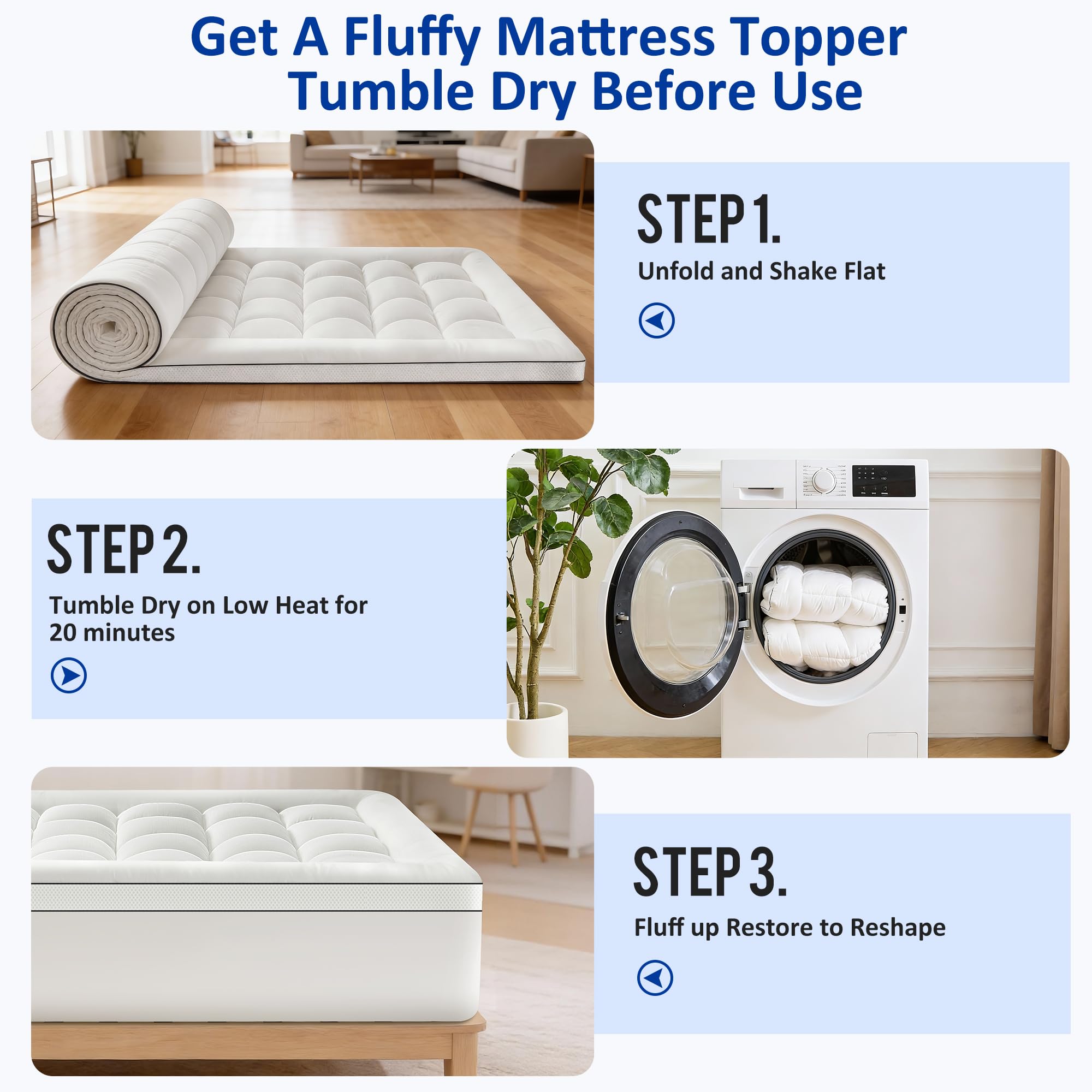 SurChic topper size options for all standard beds.