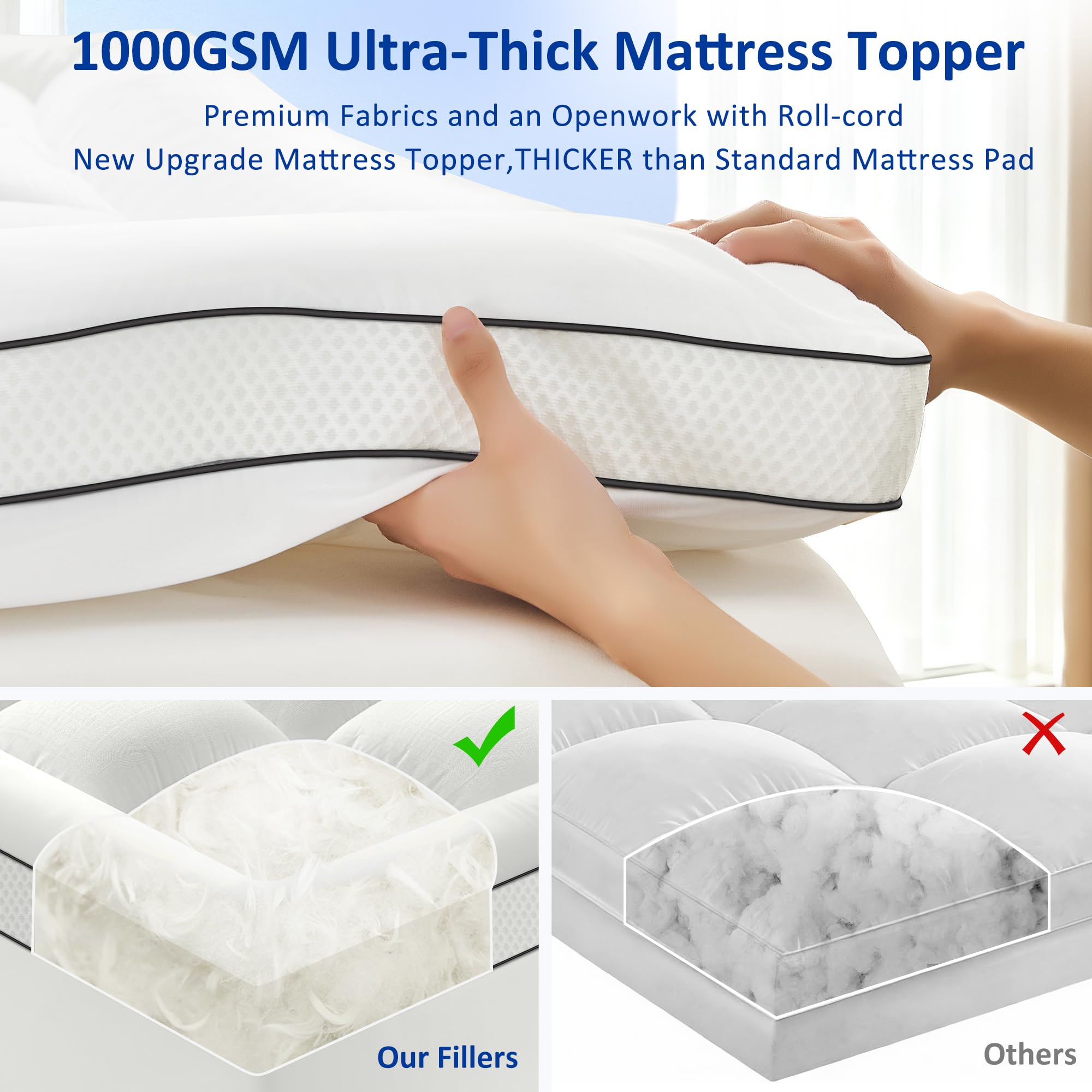 SurChic topper with adjustable depth fits 8–21 inches.