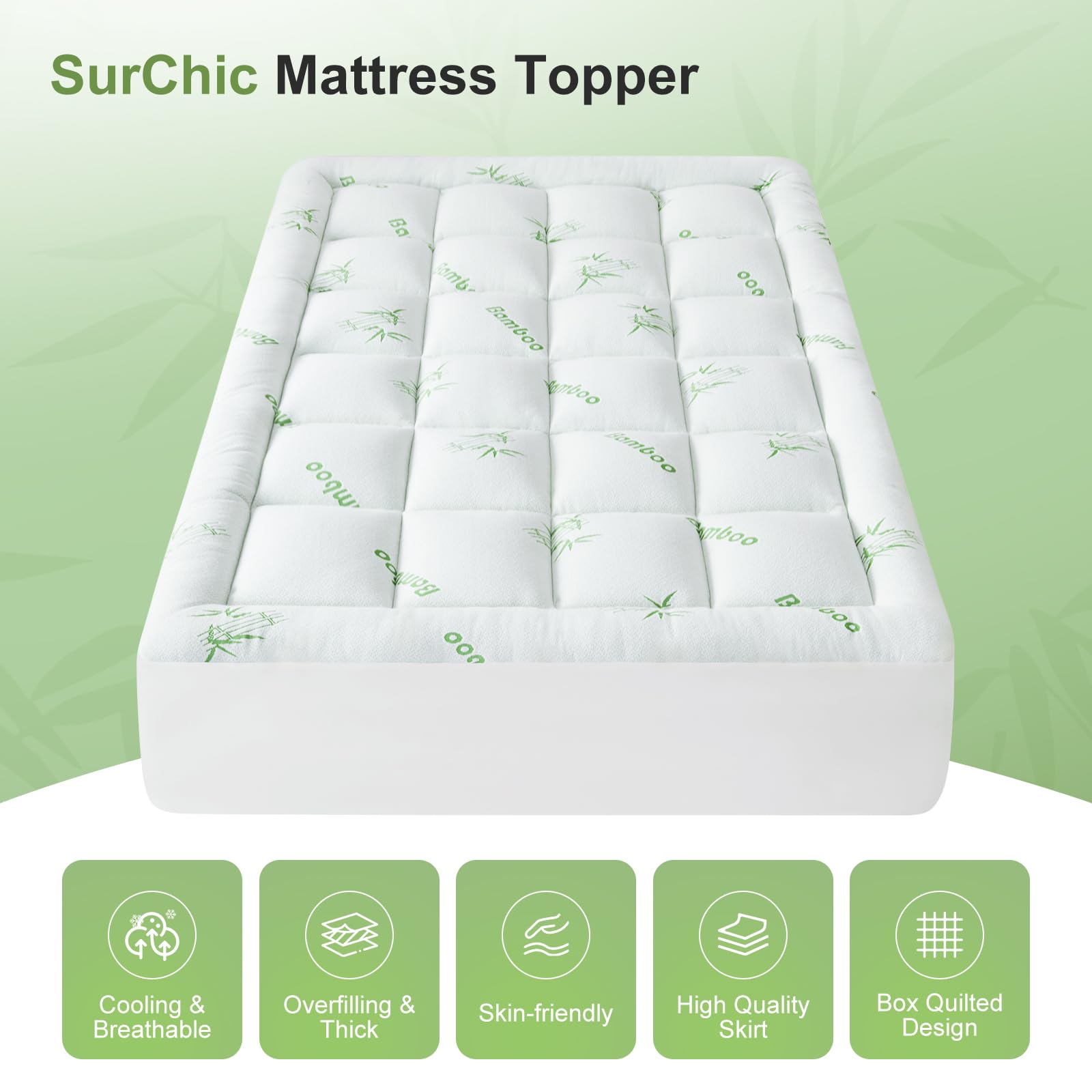SurChic no-slip skirt keeps the topper securely in place.
