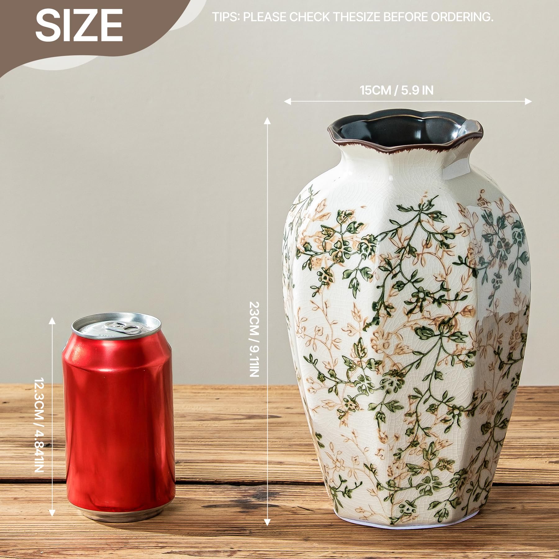 SURE YUESI living room centerpiece vase pairs with greenery or branches.