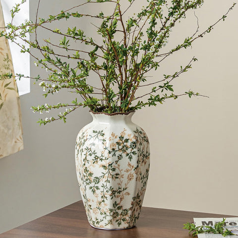 SURE YUESI vintage pastoral octagonal vase, 9.1 inches, ideal centerpiece for living room décor.