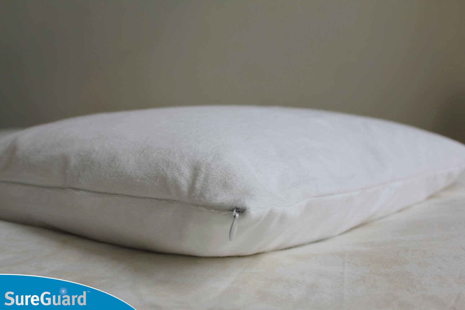 SureGuard pillow protector bed bug proof zipper seals against pests.