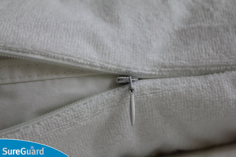 SureGuard pillow protector soft cotton terry feels gentle and quiet.