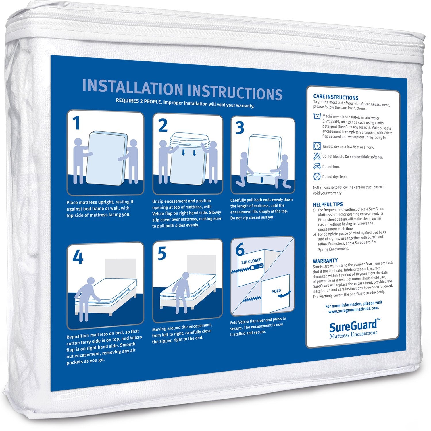 SureGuard Queen encasement bed bug proof feature highlighted.