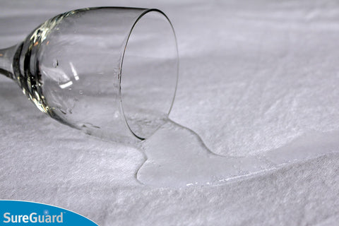 SureGuard encasement depth 13-16 inches fits securely on queen beds.