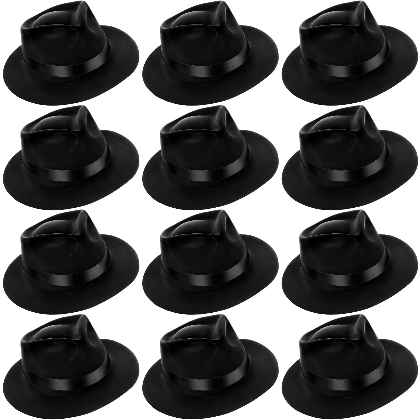 Sureio 12-piece gangster hat pack for versatile party looks.