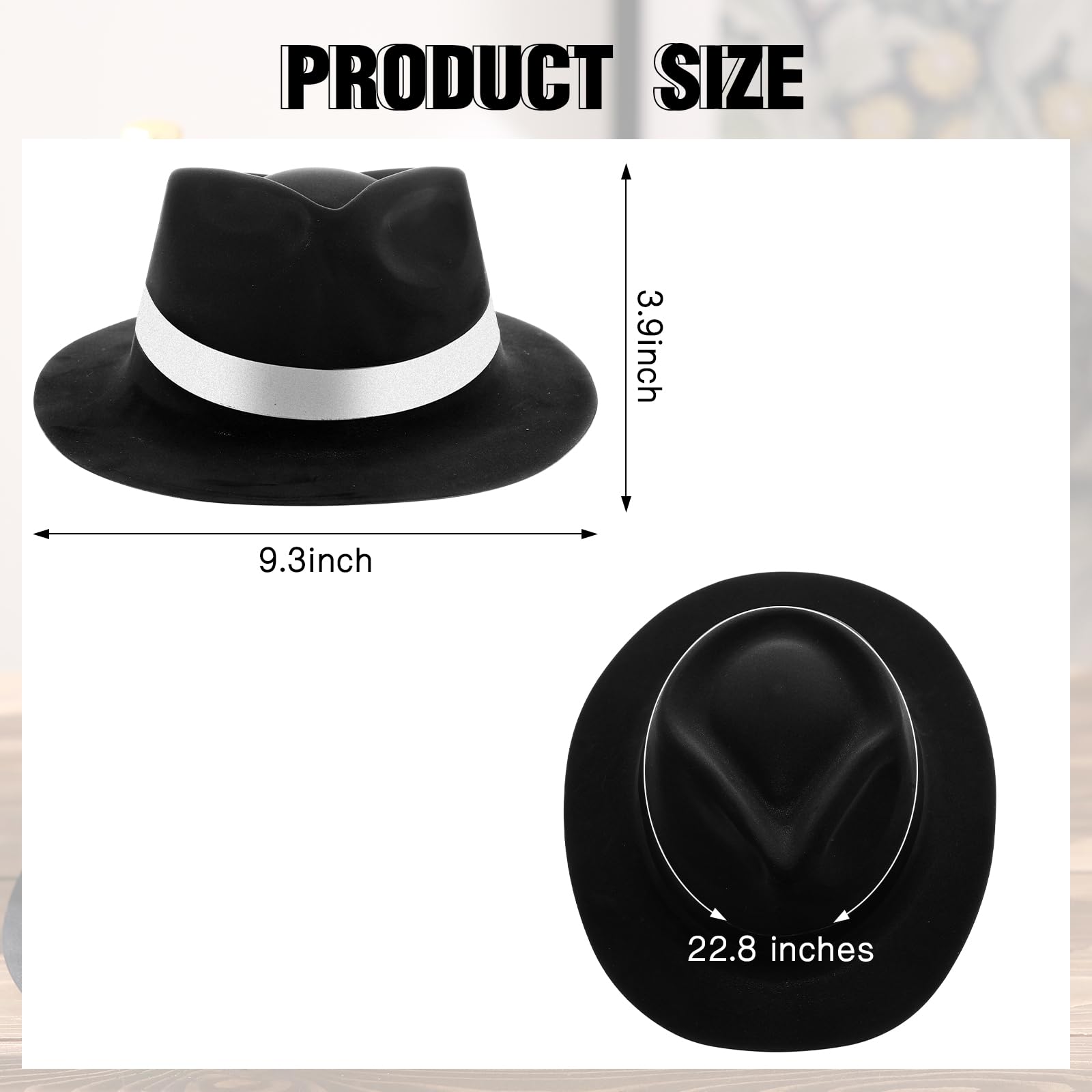 Sureio gangster hat, front view, black and white, pairs with retro outfits.