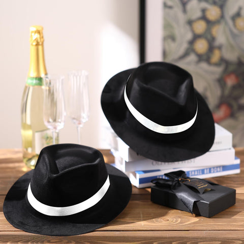 Sureio gangster hat top view, classic silhouette for easy cosplay planning.