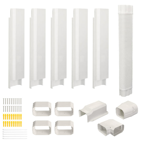 Surephon 4in-10ft line-set cover kit on exterior wall protecting pipes from weather