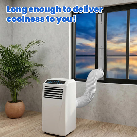 SUREPHON length-adjustable hose extension adapts to window height.