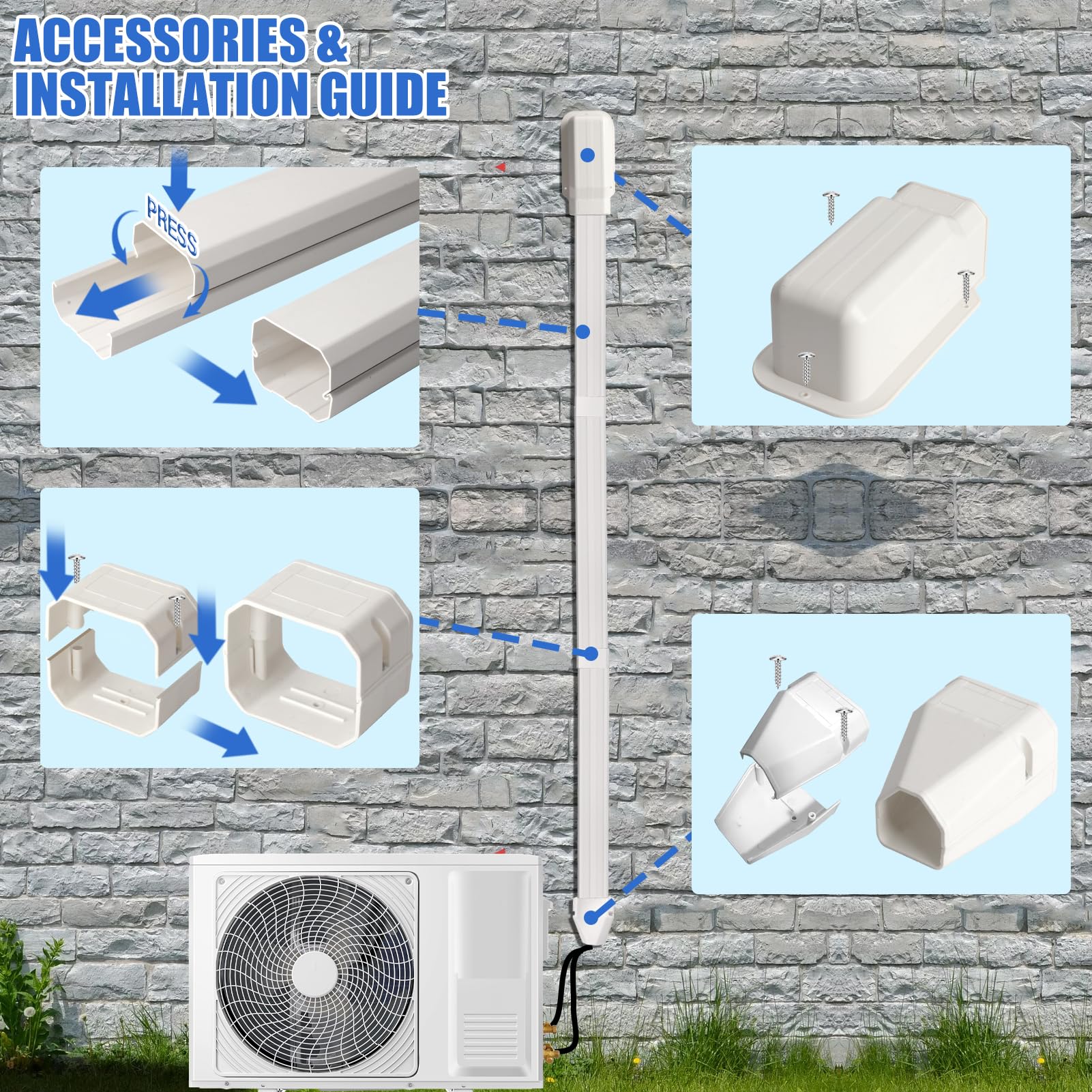 SUREPHON mini split line cover wall mount installation demonstrates quick assembly