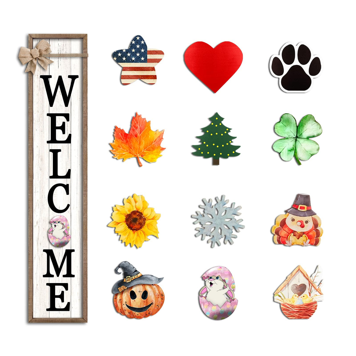 Surfapans vertical welcome sign in natural wood for timeless porch charm