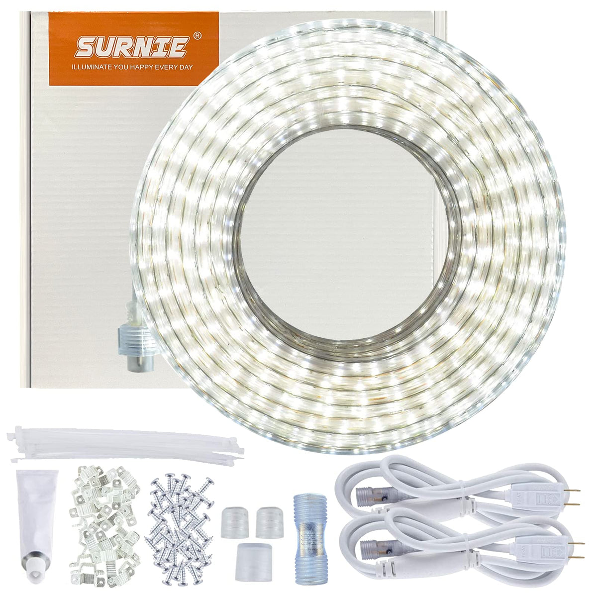 SURNIE 50ft rope light creating outdoor ambience on a deck