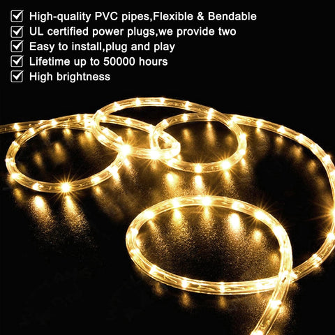 SURNIE LED rope lights IP65 weatherproof for year‑round outdoor use.