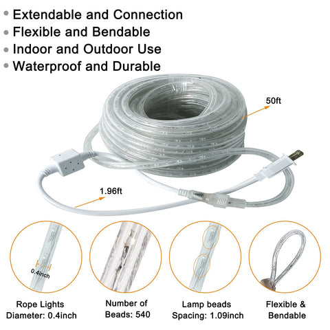 SURNIE LED rope lights ideal for weddings, holidays, and daily ambiance.