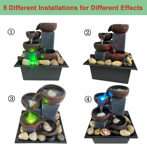 SURPRIZON desktop waterfall with pump for quiet, continuous water circulation.