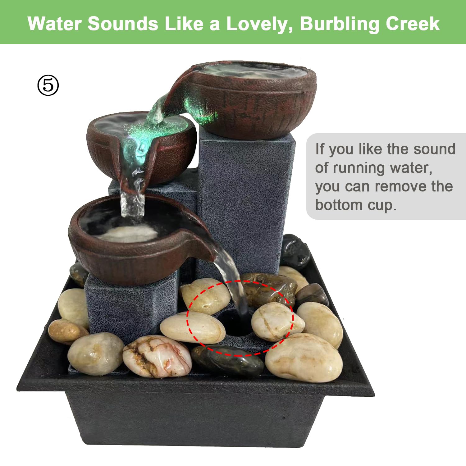 SURPRIZON natural river rocks set enhances authentic fountain aesthetics.