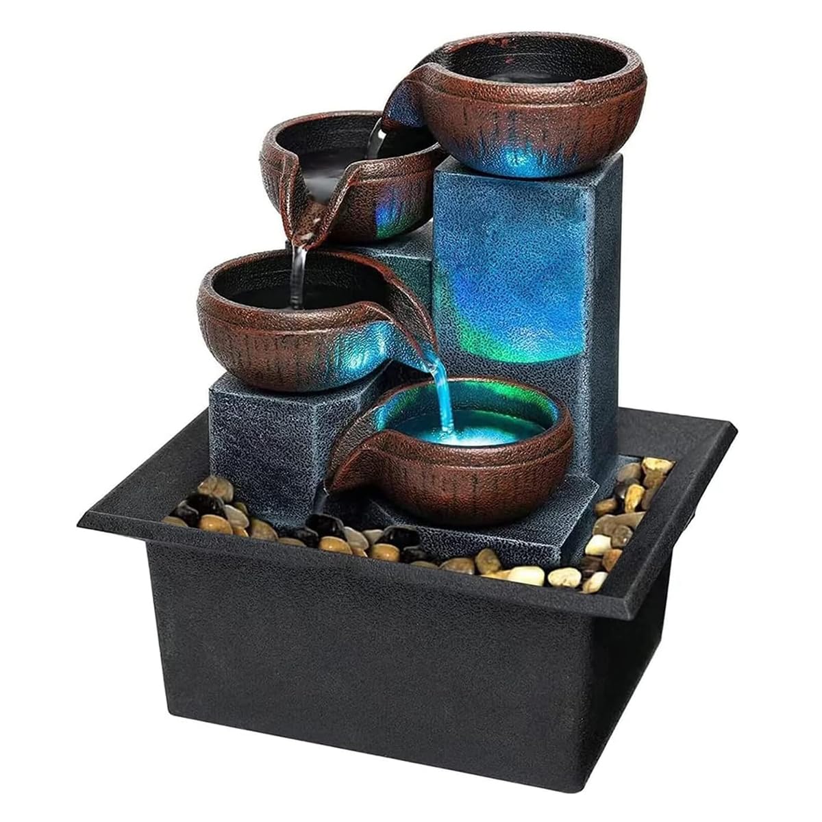 SURPRIZON small tabletop waterfall with LED light for calming ambient glow.