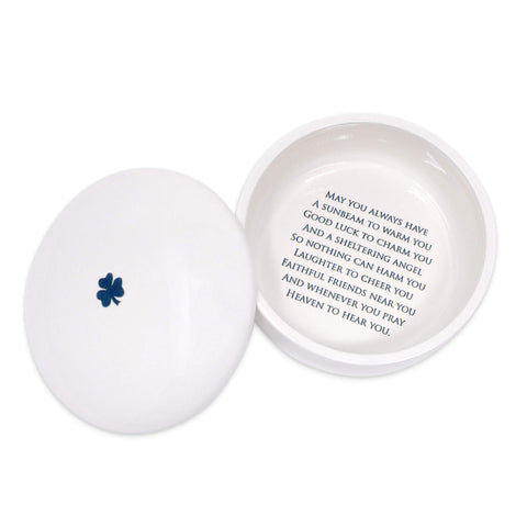 Susabella baptism gift round box showcasing inside blessing text