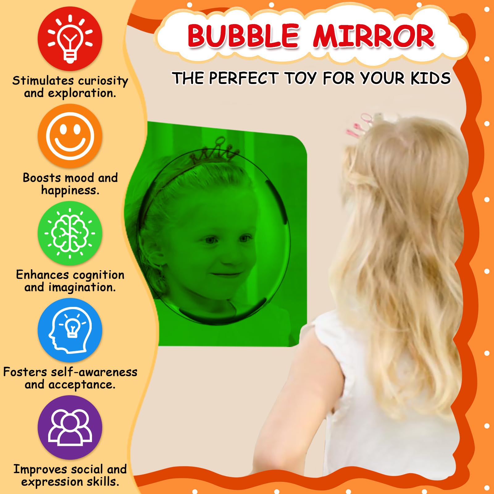 Suteng sensory bubble mirror yellow 10x10 brightens spaces and sparks curiosity.