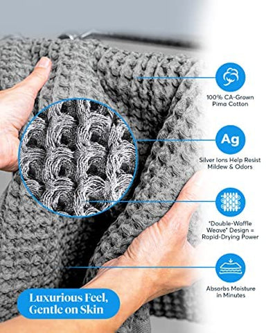SUTERA Silverthread towel showing plush thickness and light weight in grey
