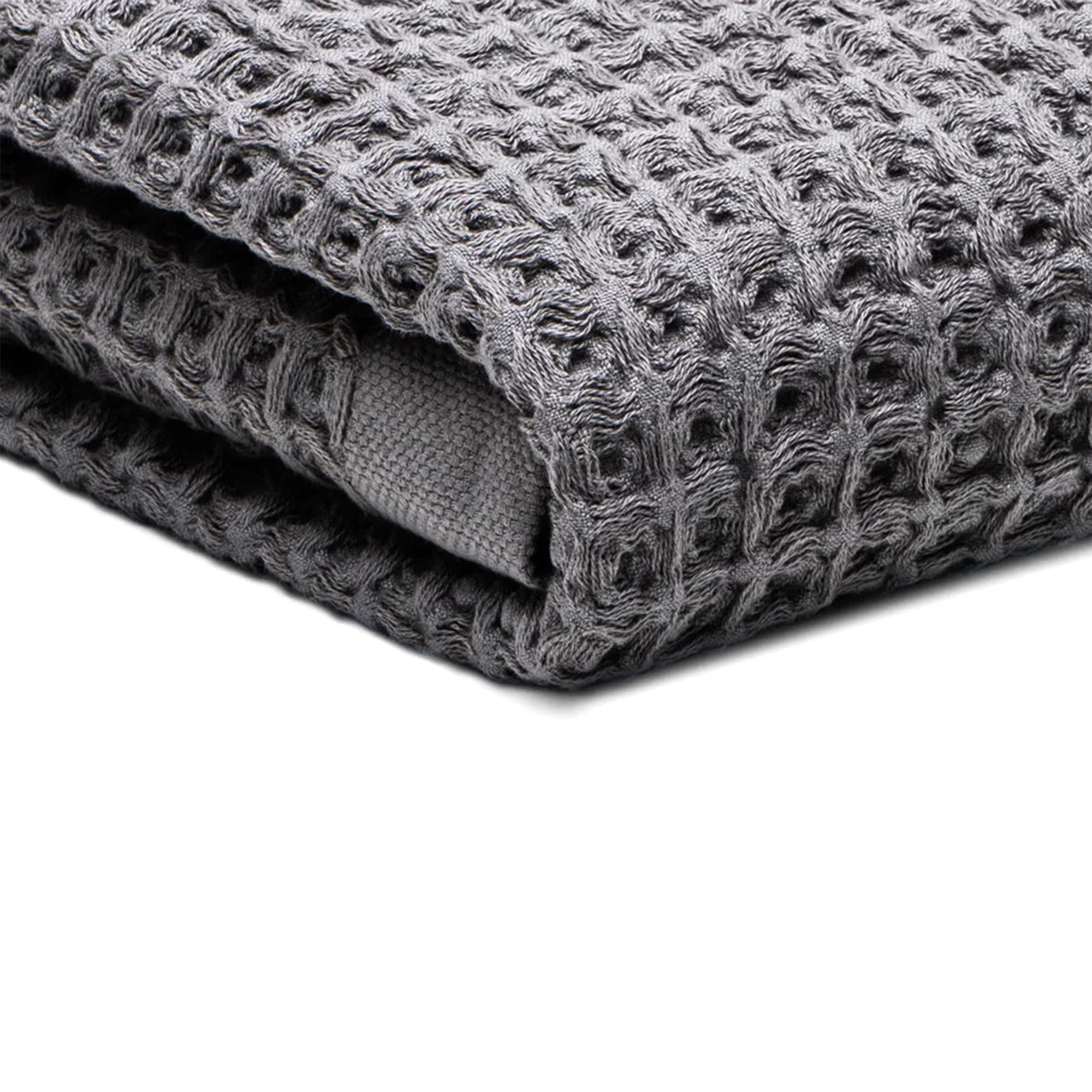 SUTERA Silverthread bath towel with waffle weave in grey for quick-dry comfort