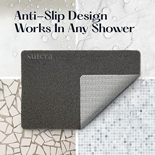 Sutera SlideGuard Bath Mat non-slip bottom anchors to the shower floor.