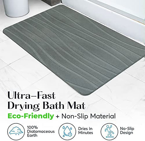SUTERA Stone Bath Mat diatomaceous-earth technology captures dampness with minimal maintenance.