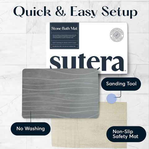 SUTERA Stone Bath Mat gray color highlights modern bathroom style.