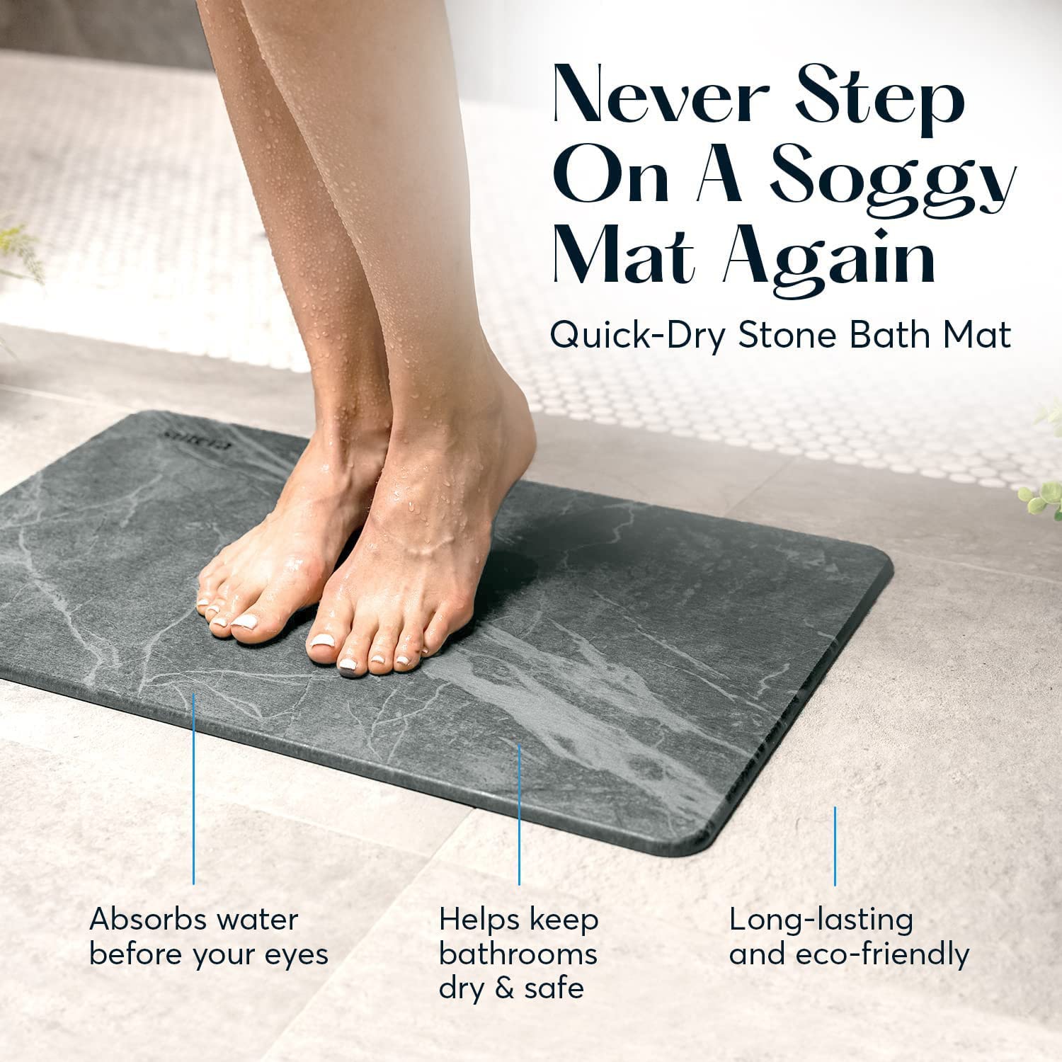 SUTERA Stone Bath Mat with non-slip texture for safer bathroom floors.