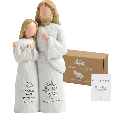 SUTIMAS Jesus statue embracing a woman for home faith decor and daily reflection