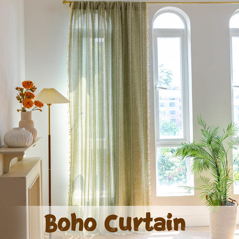 Sutuo Home sage-green curtains pair well with rustic interiors for a calming atmosphere.