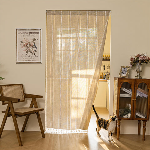 Sutuo Home boho door curtain with embroidery stripe adds private style to a doorway