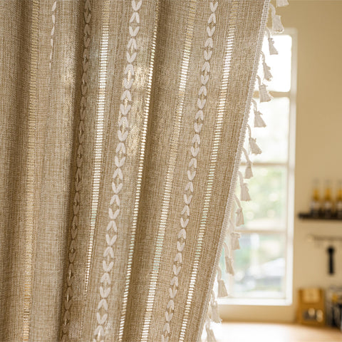 Natural linen hemp blend fabric provides a soft, breathable look